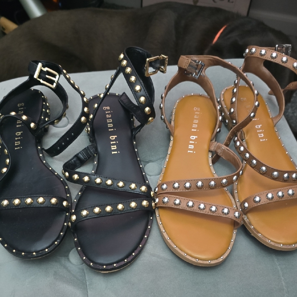 Gianni Bini Women's Studded Sandals - Black and Tan
